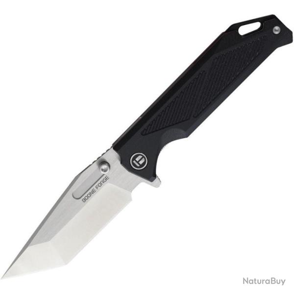 Couteau Boone Forge Lame Acier Sandvik 14C28N Manche G10 Noir Linerlock BFG014A