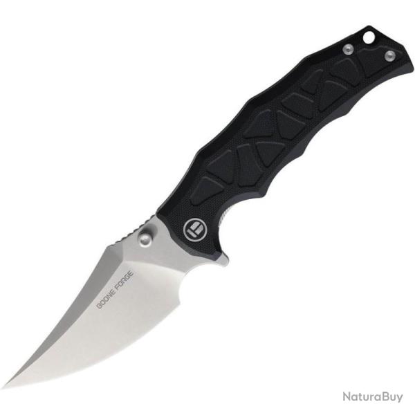 Couteau Boone Forge Lame Acier Sandvik 14C28N Manche G10 Noir Linerlock BFG013A