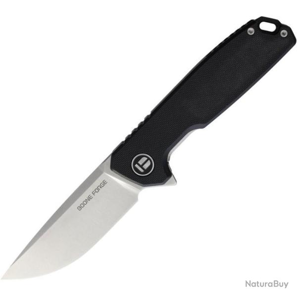 Couteau Boone Forge Lame Acier Sandvik 14C28N Manche G10 Noir Linerlock BFG010