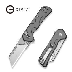 Couteau Civivi Pulsara Utility Lame Acier 6Cr13 Manche Aluminium Gris Button Lock CIVC24041F4