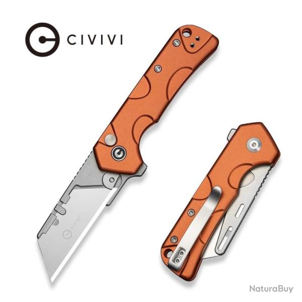 Couteau Civivi Pulsara Utility Lame Acier 6Cr13 Manche Aluminium Orange Button Lock CIVC24041F3