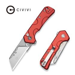 Couteau Civivi Pulsara Utility Lame Acier 6Cr13 Manche Aluminium Rouge Button Lock CIVC24041F2