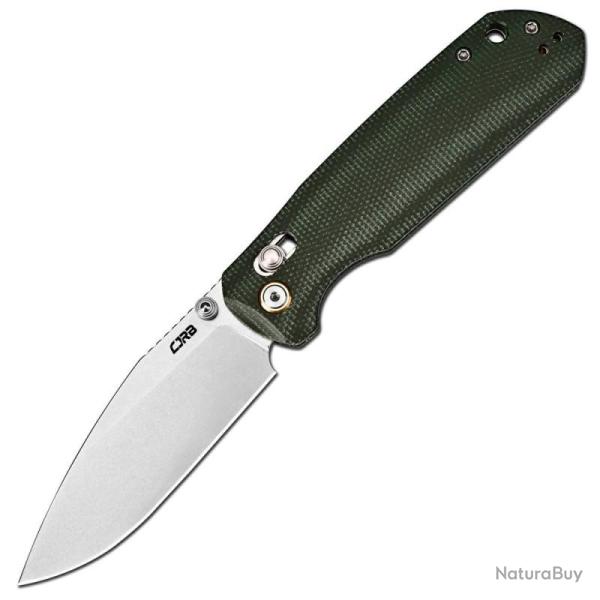 Couteau CJRB Mega Maximal Lame Acier AR-RPM9 Manche Micarta Vert Crossbar Lock J1954LMGN