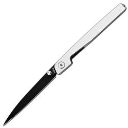 Couteau CJRB Lanky Lame Acier Sandvik 14C28N Manche Aluminium Argent&eacute; Liner Lock J1965SLV