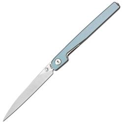 Couteau CJRB Lanky Lame Acier Sandvik 14C28N Manche Aluminium Bleu Clair Liner Lock J1965PBU