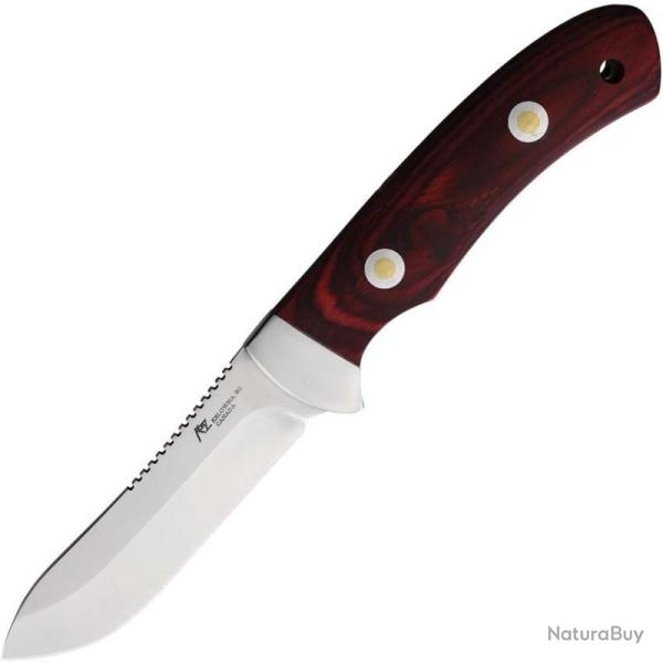 Couteau Katz Adventure 5 Lame Acier 9Cr18MoV Manche Bois Cerisier Etui Cuir KTZA5CW