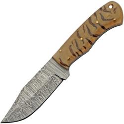 Couteau de Chasse Damas Diamond Dust Pine Lame Acier Manche R&eacute;sine Argent et Pomme de Pin DM1384