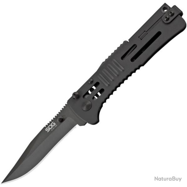 Couteau SOG Slimjim A/O Lame Acier AUS-8 Noire Manche Acier 420HC Noir Lockback SOGSJ32CP