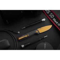 Couteau SOG Terminus SJ LTE Lame Acier S35VN Manche Carbone Or Slipjoint SOGTM1007BX