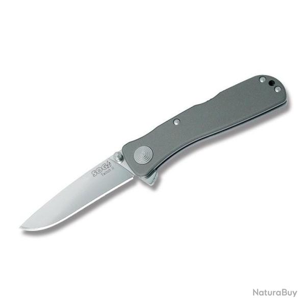 Couteau SOG Twitch II A/O Lame Acier AUS-8 Manche Aluminium Gris Lockback SOGTWI8CP