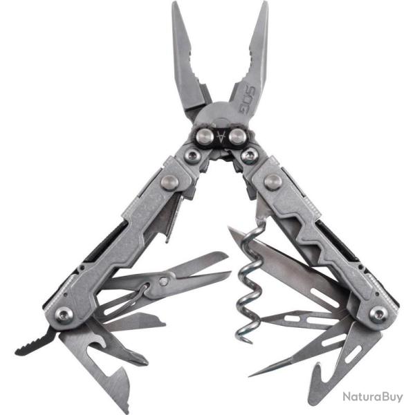Pince Multi-Outils SOG PowerLitre Lame Acier Inox Manche Acier Stonewash 17 Outils SOGPL1001CP