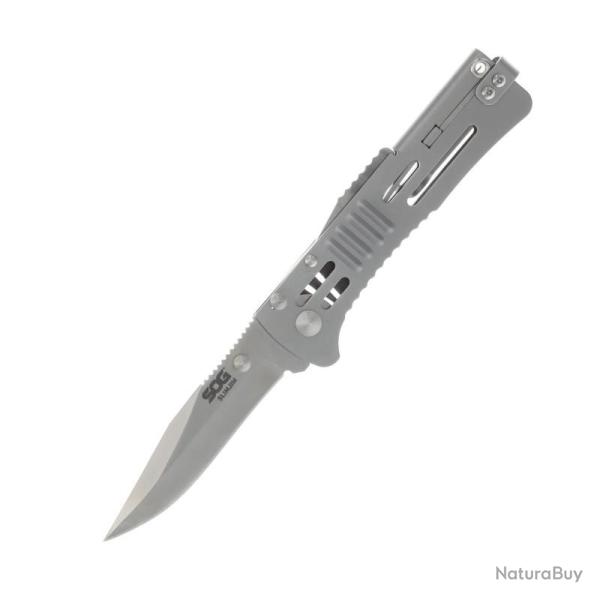 Couteau SOG Slimjim A/O Lame Acier AUS-8 Manche Acier 420HC Satin Lockback SOGSJ31CP