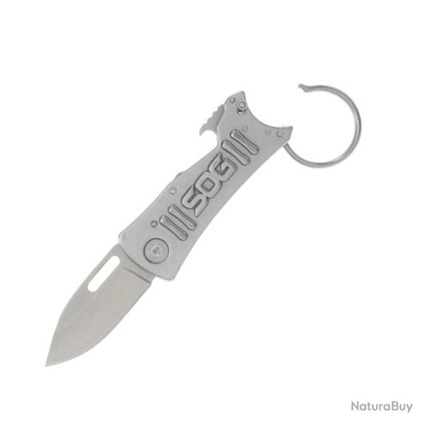 Couteau SOG Keytron Lame Acier 5Cr15MoV Manche Acier Inox Gris Porte-Cl�s SOGKT1001CP