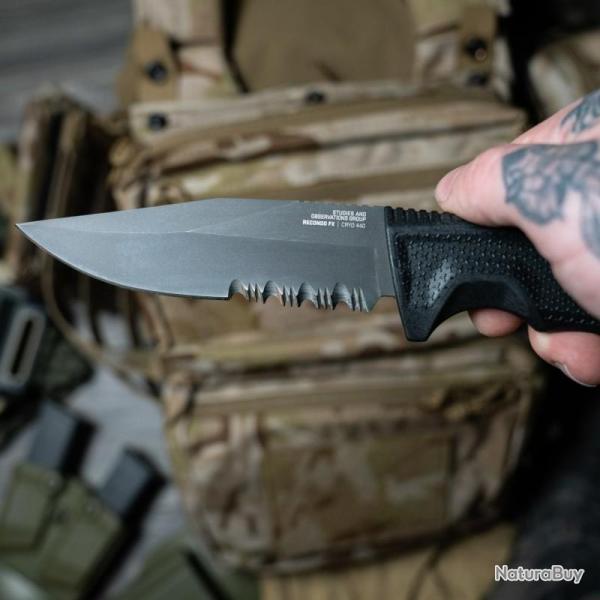 Couteau SOG Recondo FX Lame Acier 440C Dent�e Manche Caoutchouc Noir �tui Kydex Taiwan SOG17220257