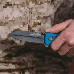 Couteau SOG Pentagon XR LTE Lame Acier CTS-XHP Spear Point Manche G10 Bleu XR Lock SOG12610657