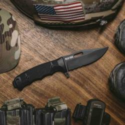 Couteau SOG Seal FX Clip Point Lame Acier S35VN Manche GRN Noir Etui Kydex USA SOG17210157
