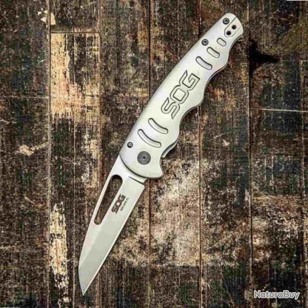 Couteau SOG Escape FL Lame Acier 8Cr13MoV Manche Acier Inox Linerlock SOG14520157