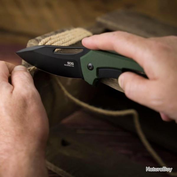Couteau SOG Bulwark FLK Lame Acier D2 Manche Micarta Vert Kaki Framelock SOG14240257