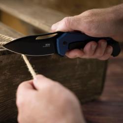 Couteau SOG Bulwark FLK Lame Acier D2 Manche Micarta Bleu Framelock SOG14240157