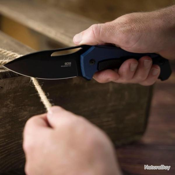 Couteau SOG Bulwark FLK Lame Acier D2 Manche Micarta Bleu Framelock SOG14240157