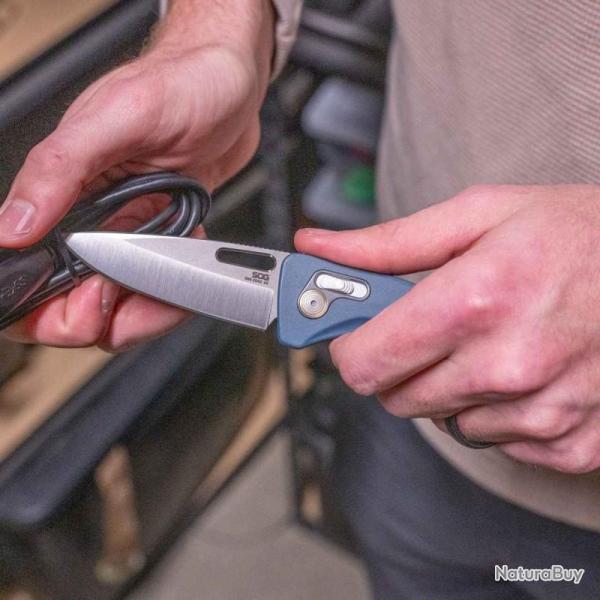 Couteau SOG One-Zero XR Lame Acier S35VN Manche Aluminium Gris Fum� XR Lock SOG12730457