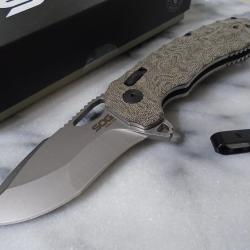 Couteau SOG Kiku XR Lame Acier CTS-XHP Tanto Manche Micarta Naturel XR Lock Taiwan SOG12270157