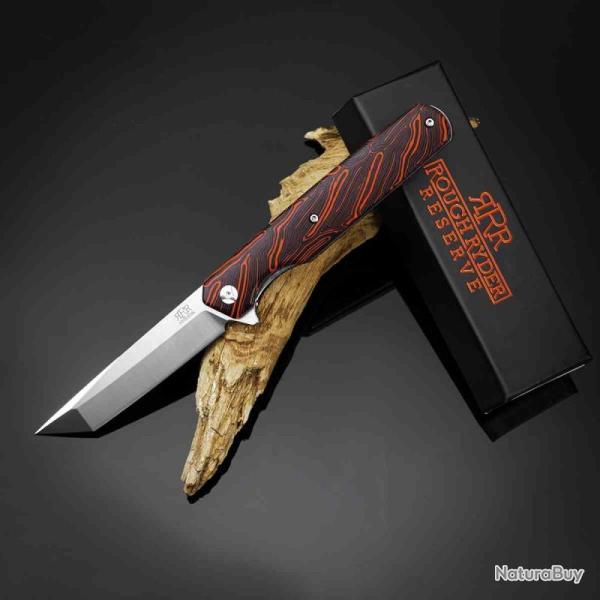 Couteau Rough Rider Reserve Tanto Lame Acier D2 Manche G10 Liner Lock A/O RRR032