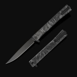 Couteau Ocaso Solstice Lame Acier CPM S35VN Noir Manche Titanium Noir Topo Linerlock Ta&iuml;wan OCA10ETB