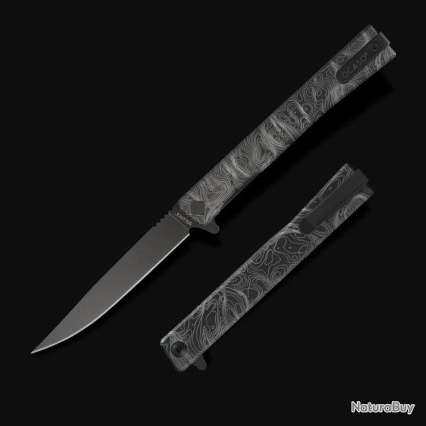 Couteau Ocaso Solstice Lame Acier CPM S35VN Noir Manche Titanium Noir Topo Linerlock Ta�wan OCA10ETB