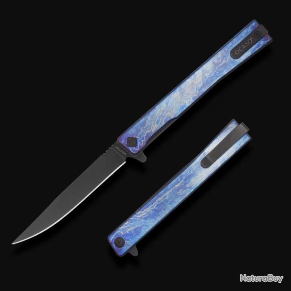 Couteau Ocaso Solstice Lame Acier CPM S35VN Noir Manche Titanium Anodis� Linerlock Ta�wan OCA10DBB