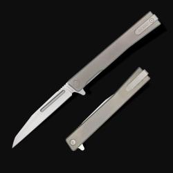 Couteau Ocaso Solstice Wharncliffe Lame Acier CPM S35VN Satin Manche Titanium Gris OCA8WTS