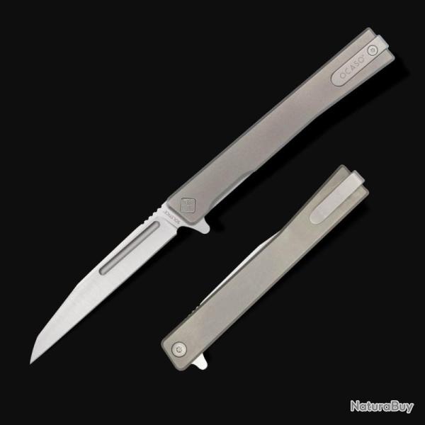 Couteau Ocaso Solstice Wharncliffe Lame Acier CPM S35VN Satin Manche Titanium Gris OCA8WTS