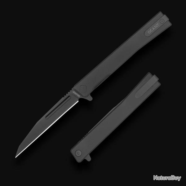 Couteau Ocaso Solstice Wharncliffe Lame Acier CPM S35VN Noir Manche Titanium Noir Linerlock OCA8WTB