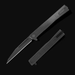 Couteau Ocaso Solstice Wharncliffe Lame Acier CPM S35VN Noir Manche Carbone Linerlock Ta&iuml;wan OCA8WFB
