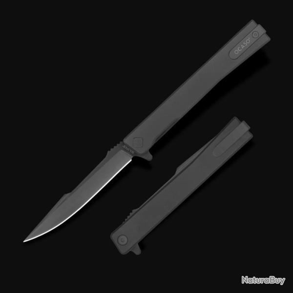 Couteau Ocaso Solstice Harpoon Lame Acier CPM S35VN Noir Manche Titanium Noir Linerlock OCA9HTB
