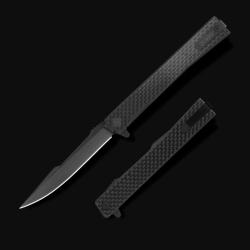 Couteau Ocaso Solstice Harpoon Lame Acier CPM S35VN Noir Manche Carbone Linerlock Ta&iuml;wan OCA9HFB