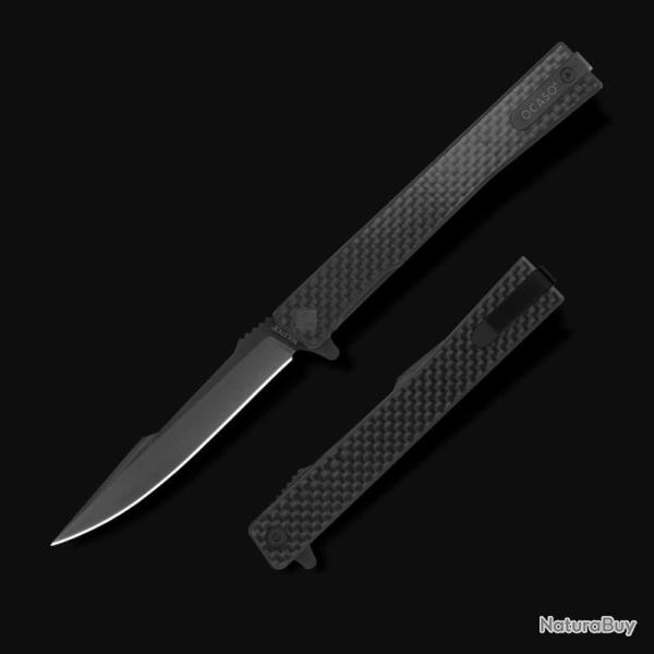 Couteau Ocaso Solstice Harpoon Lame Acier CPM S35VN Noir Manche Carbone Linerlock Ta�wan OCA9HFB