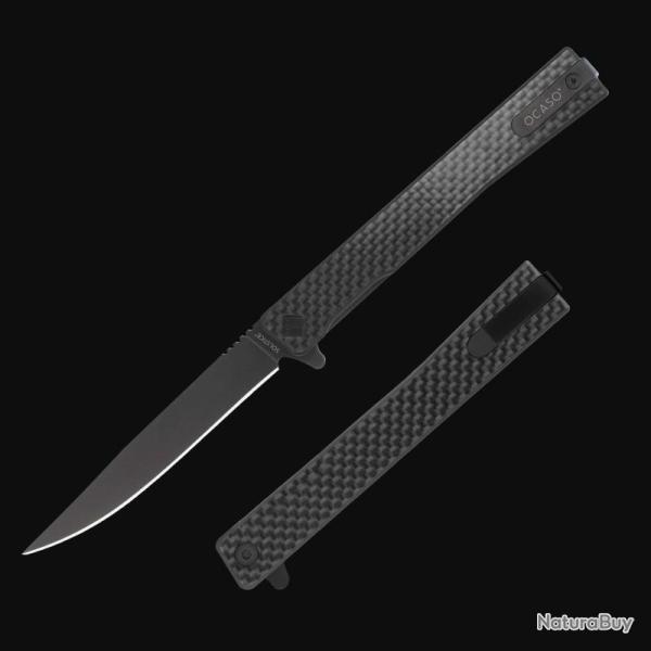 Couteau Ocaso Solstice Lame Acier CPM S35VN Noir Manche Carbone Linerlock Ta�wan OCA10CFB