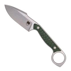 Couteau Cobratec Wolfteeth Harpoon Lame Acier 14C28N Manche Micarta Vert Etui Kydex CBTWLTODGHRP
