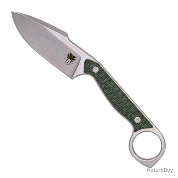 Couteau Cobratec Wolfteeth Harpoon Lame Acier 14C28N Manche Micarta Vert Etui Kydex CBTWLTODGHRP
