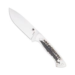 Couteau Cobratec Twin Mountain 4.5'' Lame Acier 1.4116 Manche Bois de Cerf Etui Cuir CBTTWMSTG45