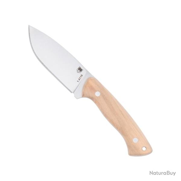 Couteau Cobratec Twin Mountain 4.5'' Lame Acier 1.4116 Manche Bois d'Olivier Etui Cuir CBTTWMOLW45