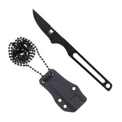 Couteau Fixe Cobratec Surgeon Lame Acier M390 Manche Acier M390 Noir Etui Kydex CBTSURBLK