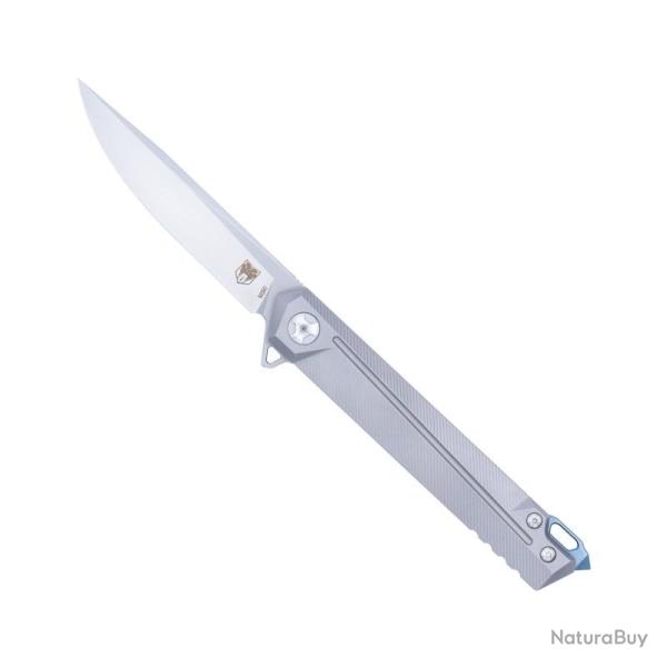 Couteau Cobratec Olympian Lame Acier M390 Manche Titanium Gris Framelock CBTOPNDNS