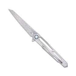 Couteau Cobratec Ghost Wharncliffe Lame Damas Manche Titane Gris Framelock CBTGSTWNS