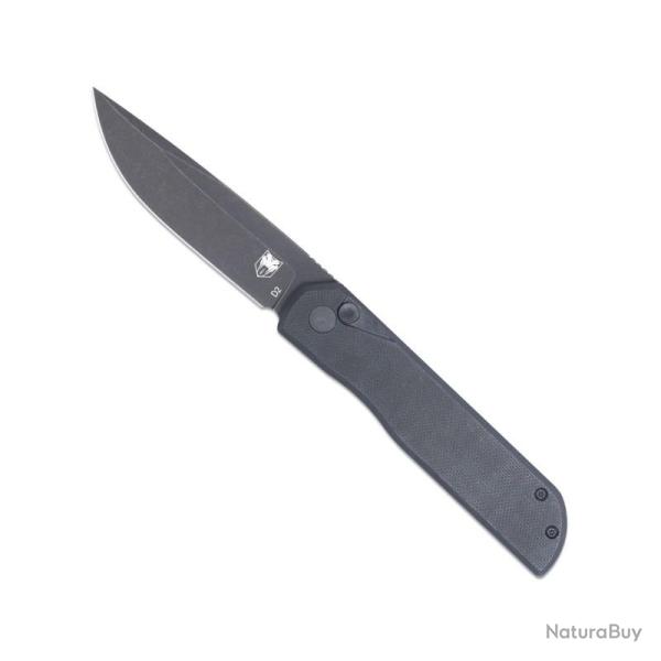 Couteau Cobratec Prowler Drop Point Lame Acier D2 Manche G10 Noir Button Lock CBTPLRBKBD