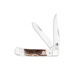 Couteau Cobratec Trapper Lame Acier VG-10 Manche Bois de Cerf Slip Joint CBTTRPSTG