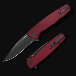 Couteau Ocaso Strategy Lame Acier K110 (D2) Noir Manche Aluminium Rouge Linerlock Ta&iuml;wan OCA29RDB
