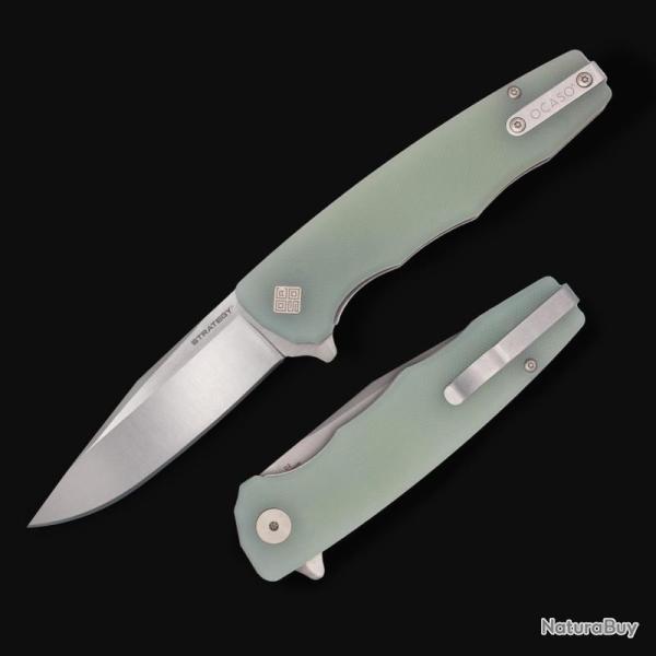 Couteau Ocaso Strategy Lame Acier K110 (D2) Satin Manche G10 Jade Linerlock Ta�wan OCA29JGD