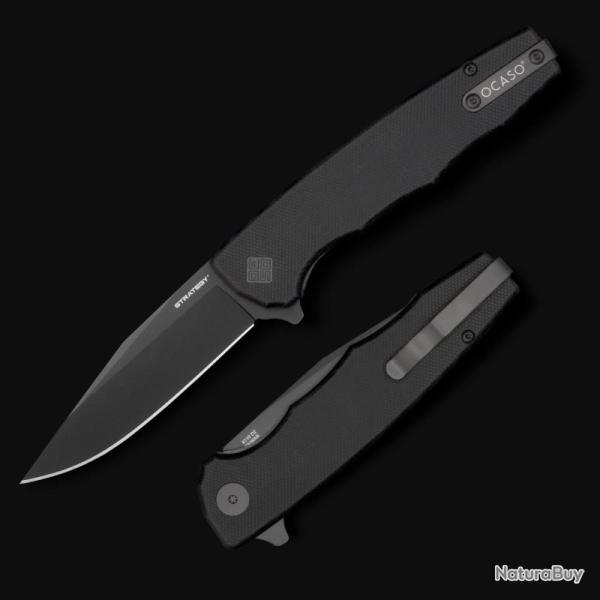 Couteau Ocaso Strategy Lame Acier K110 (D2) Noir Manche G10 Noir Linerlock Ta�wan OCA29BGB
